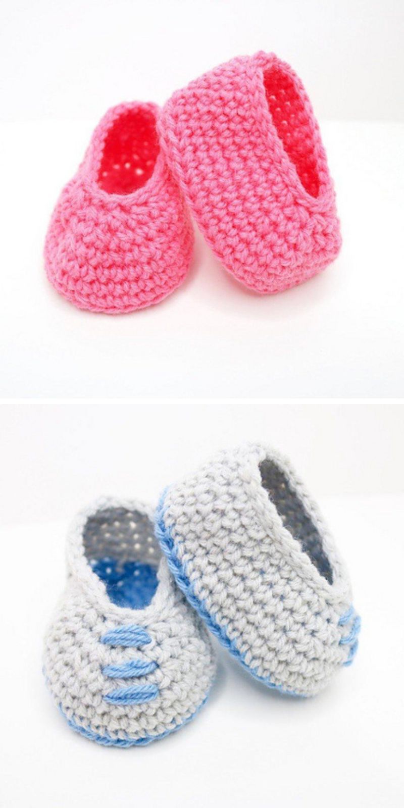 two pairs of crochet baby booties