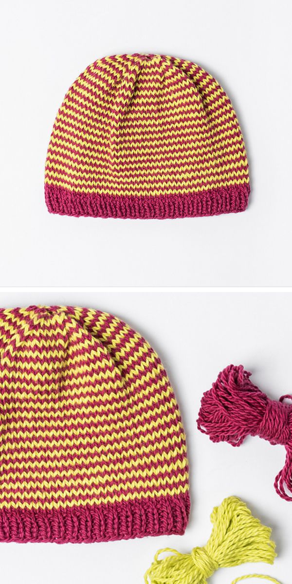 a striped knitted hat