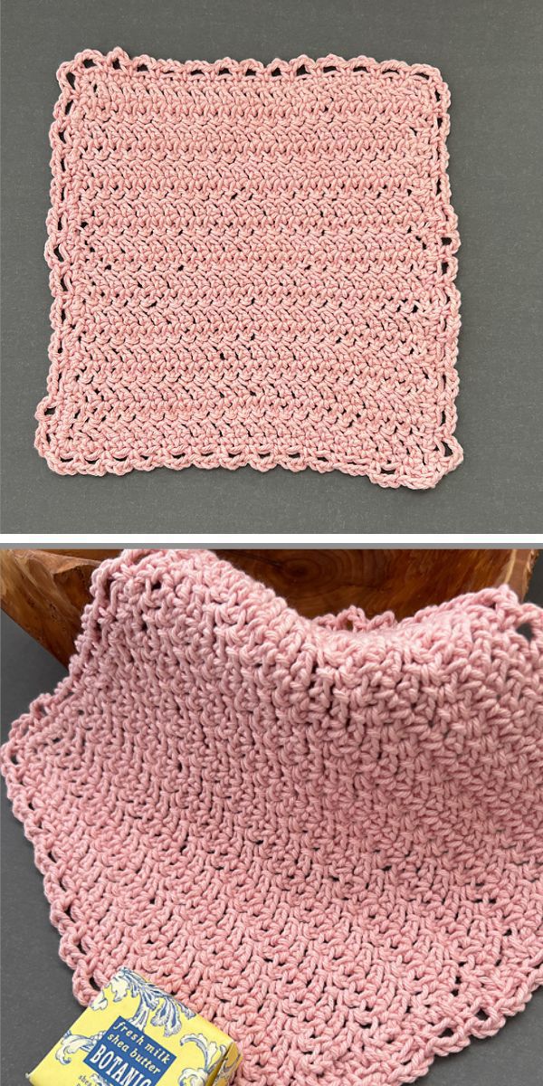 a pink crochet washcloth