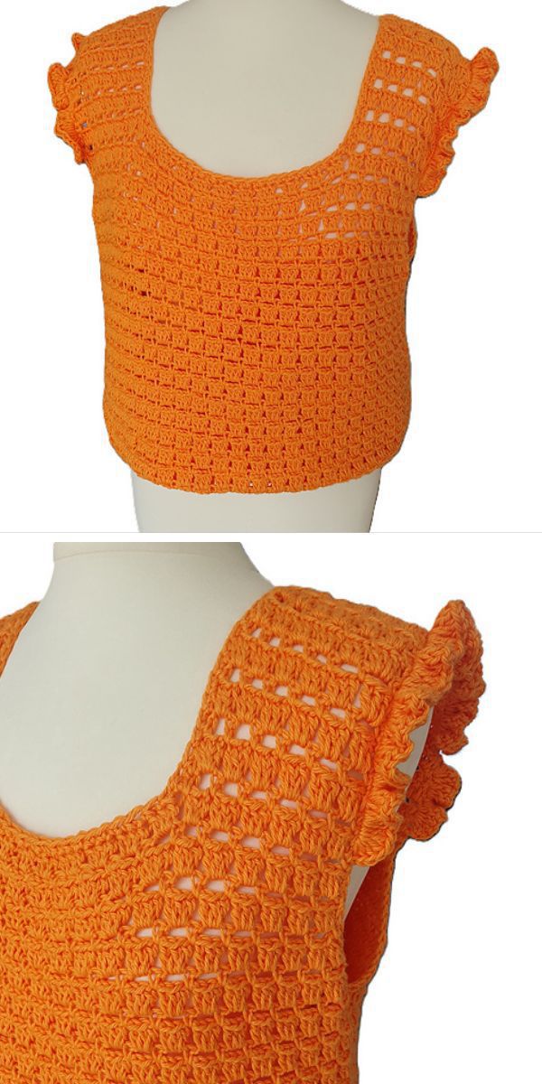 a crochet top in orange