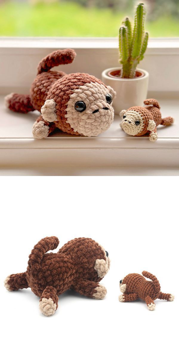 two crochet monkey amigurumi