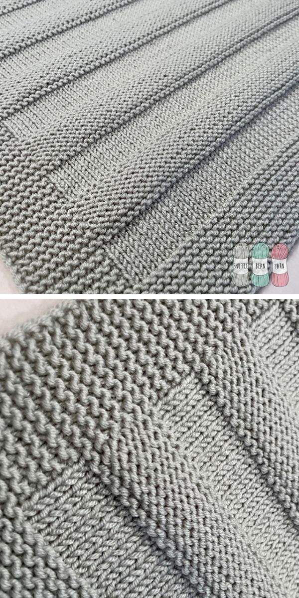 a knit baby blanket in grey