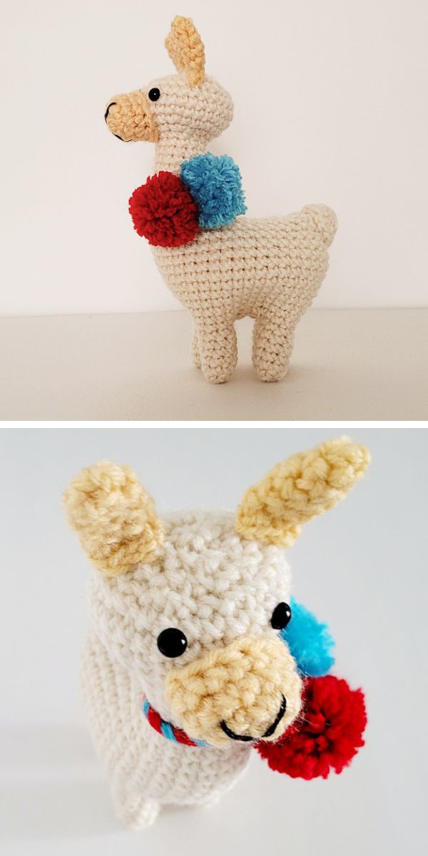 a crocheted lama amigurumi