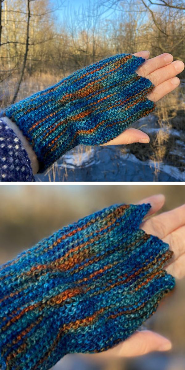 colorful knit fingerless mittens
