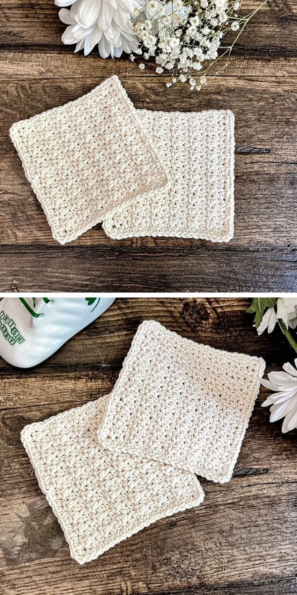 crochet washcloth in a light color