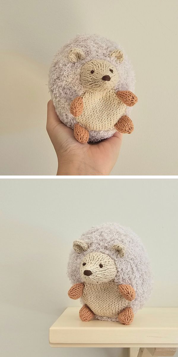 a knitted hedgehog amigurumi