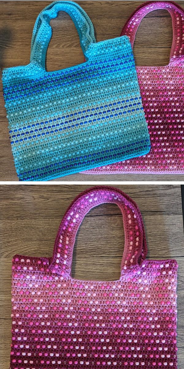 crochet tote bags decorated with beads