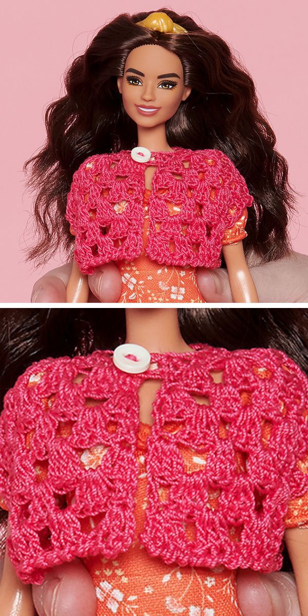 a crochet doll cardigan