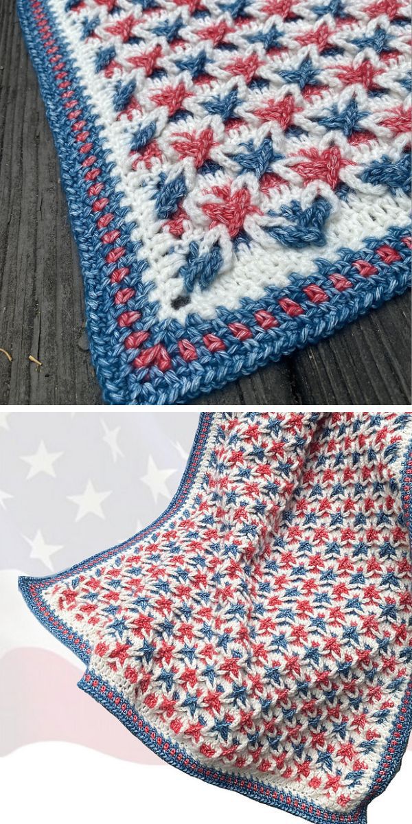 a crochet blanket with an eye-catching star stitch design 