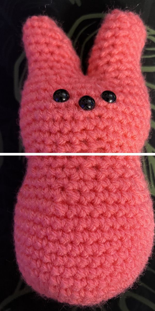 a pink small crochet bunny