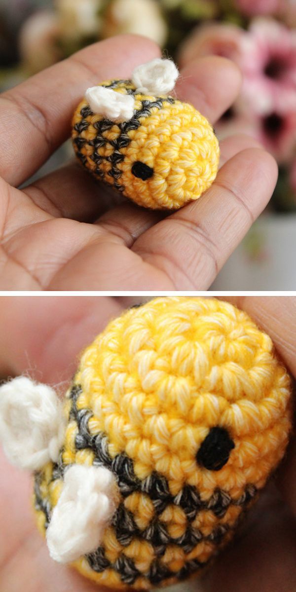 a crochet mini bee