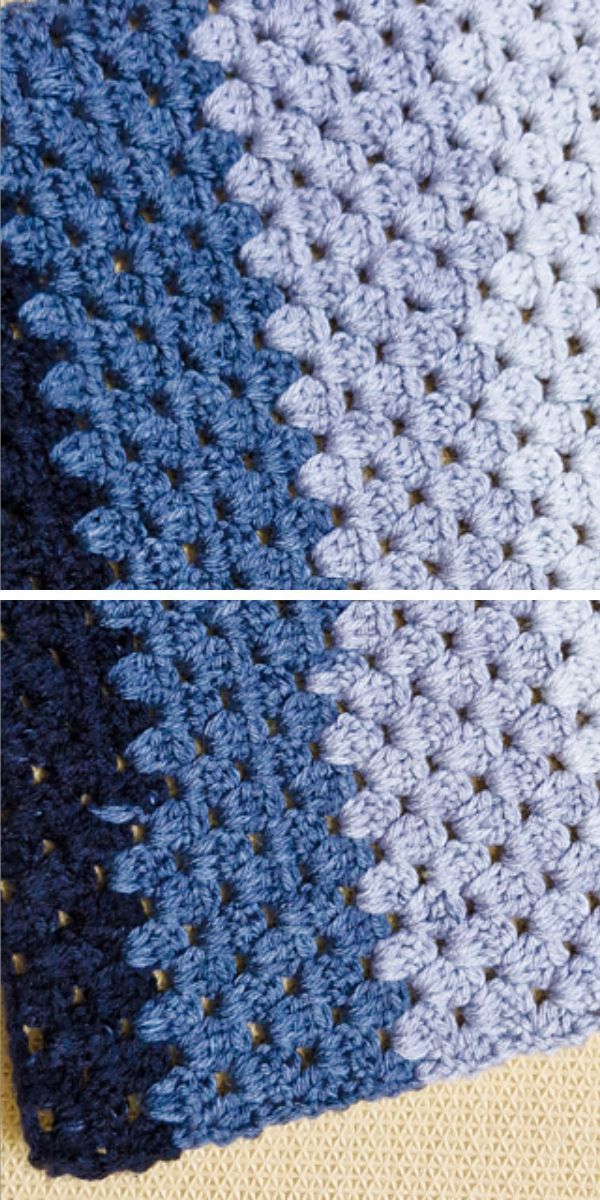 a crochet granny stitch blanket in blue