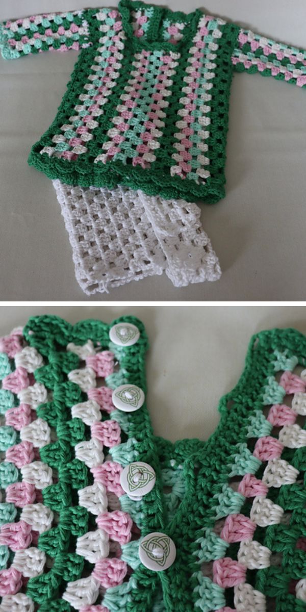 a crochet baby granny stitch dress