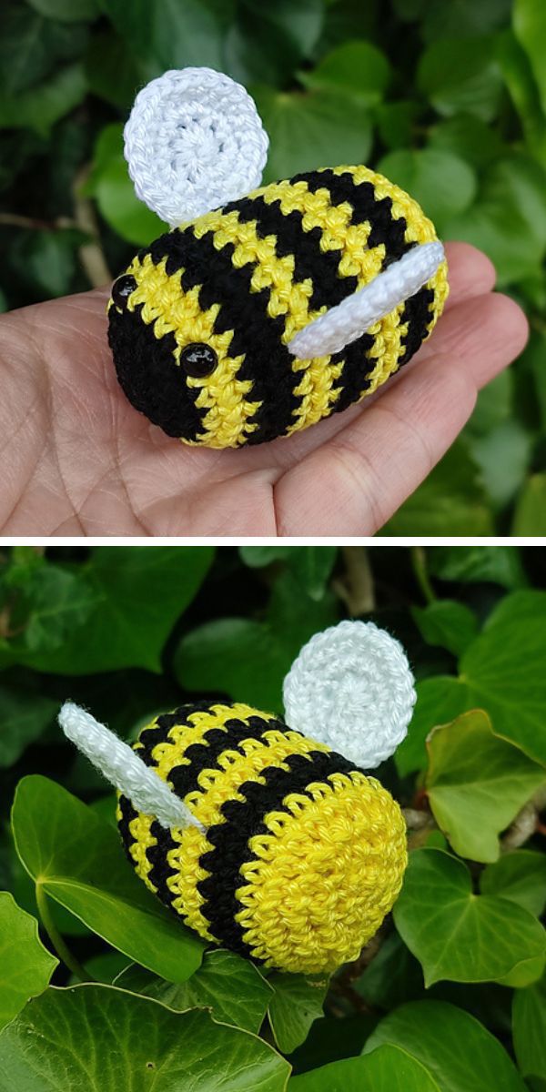 a crochet bee amigurumi