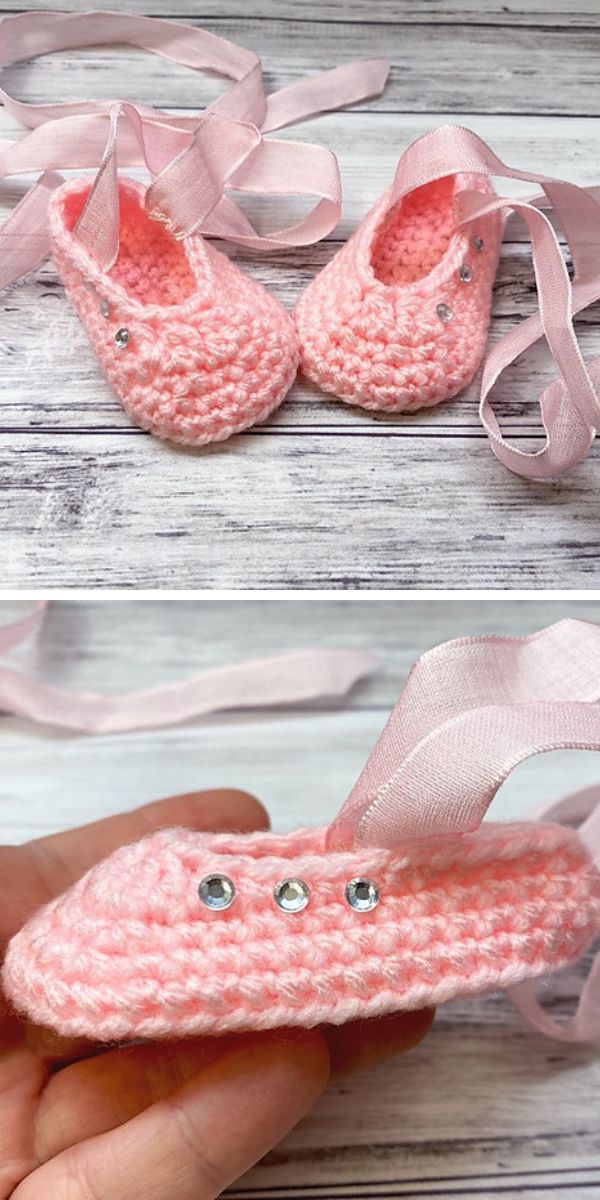 a cute pink crochet baby booties