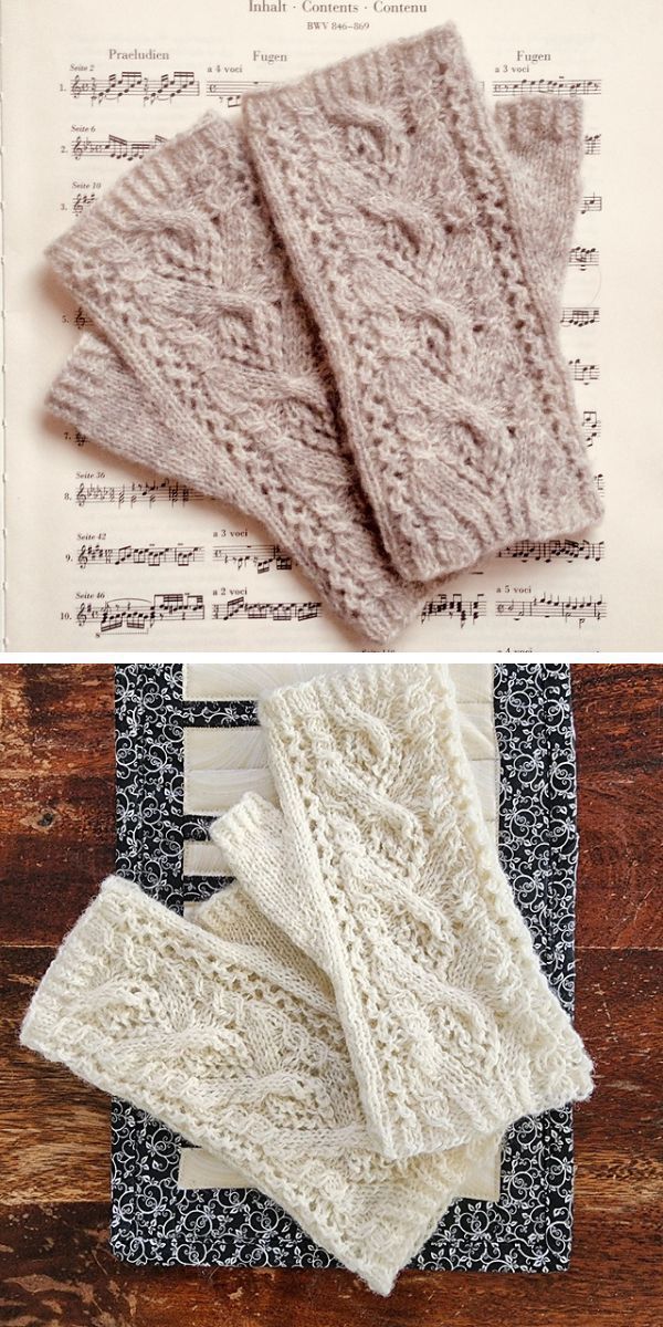 beautiful knitted fingerless mittens