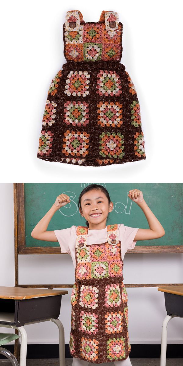 a crochet dress made of granny squares
