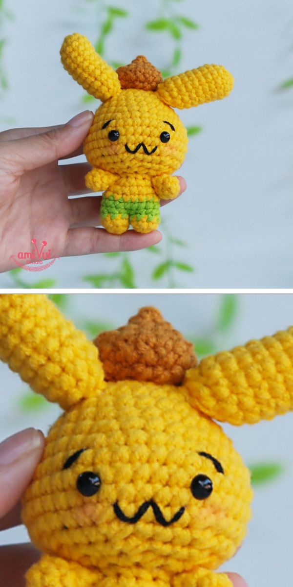 a yellow crochet bunny amigurumi