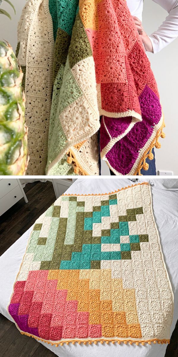 colorful crochet granny square blanket