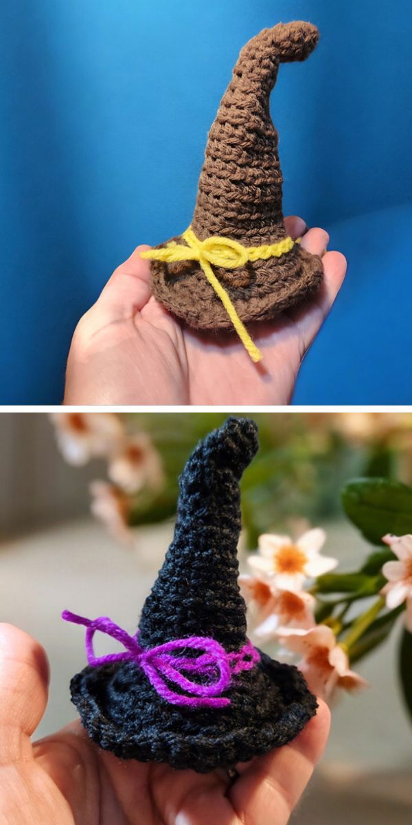 a crochet witch hat for dolls