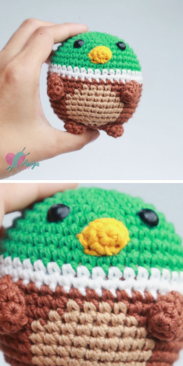 a cute crochet mallard duck
