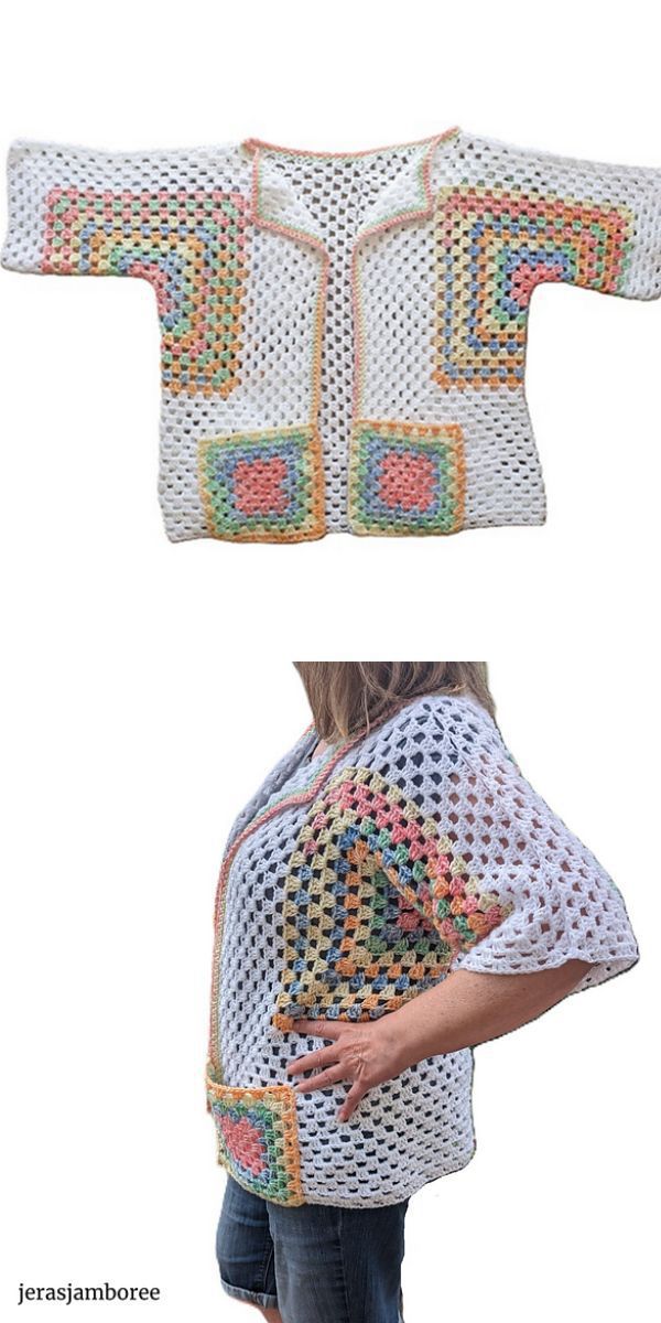 a crochet hexagon cardigan