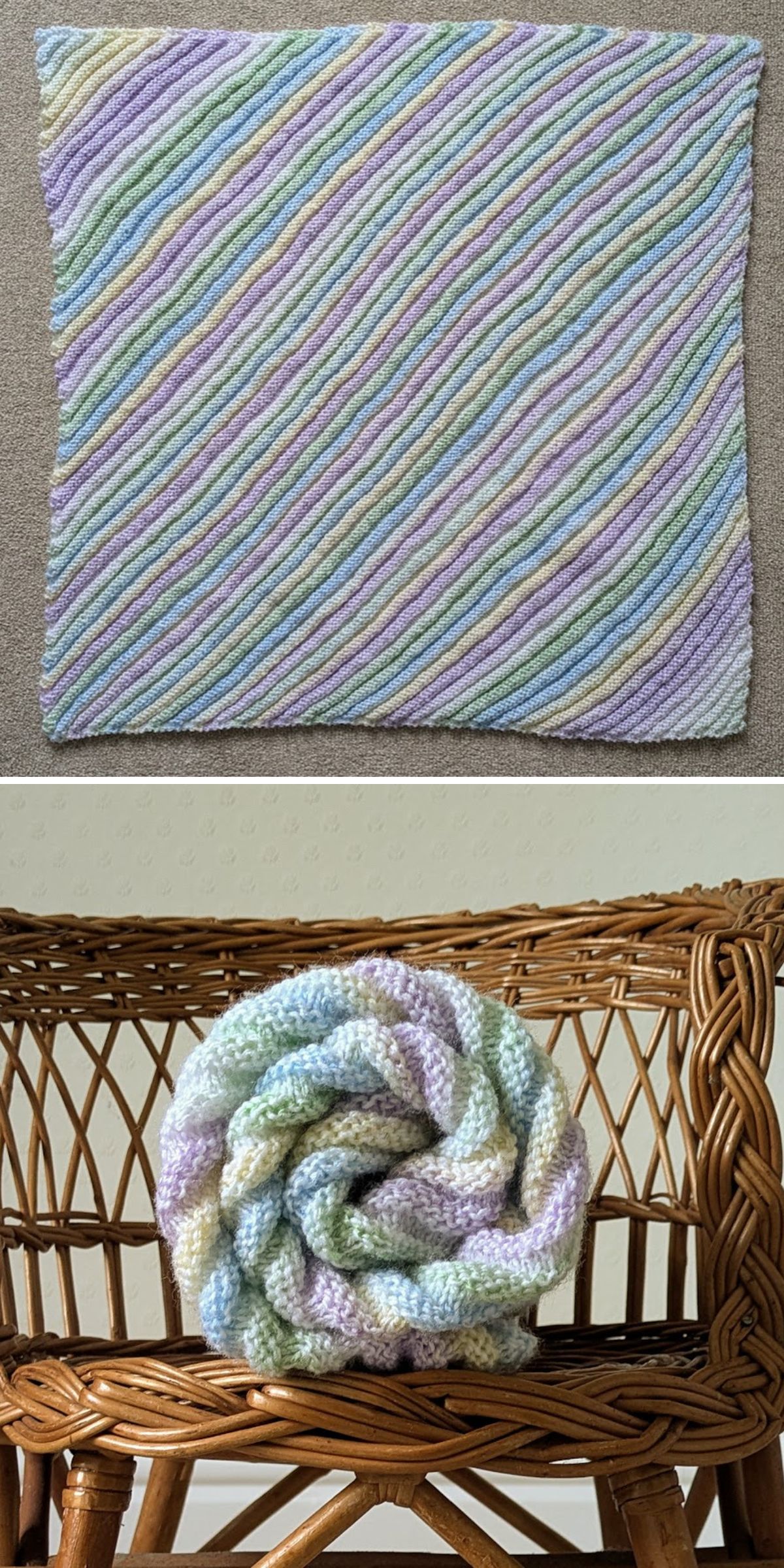 a rainbow ribbed knitted baby blanket