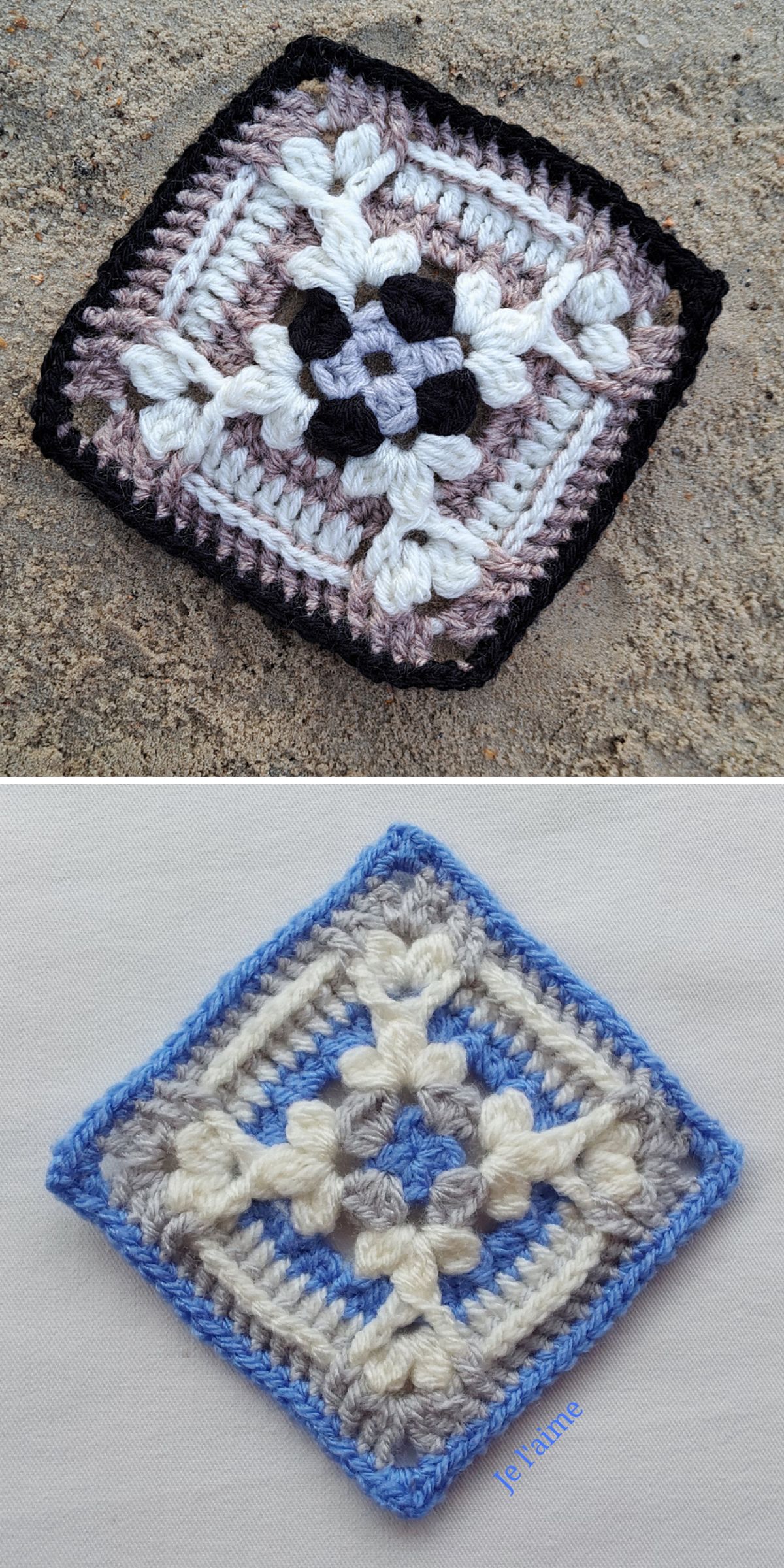 a crochet square featuring a stunning 3D snowflake motif
