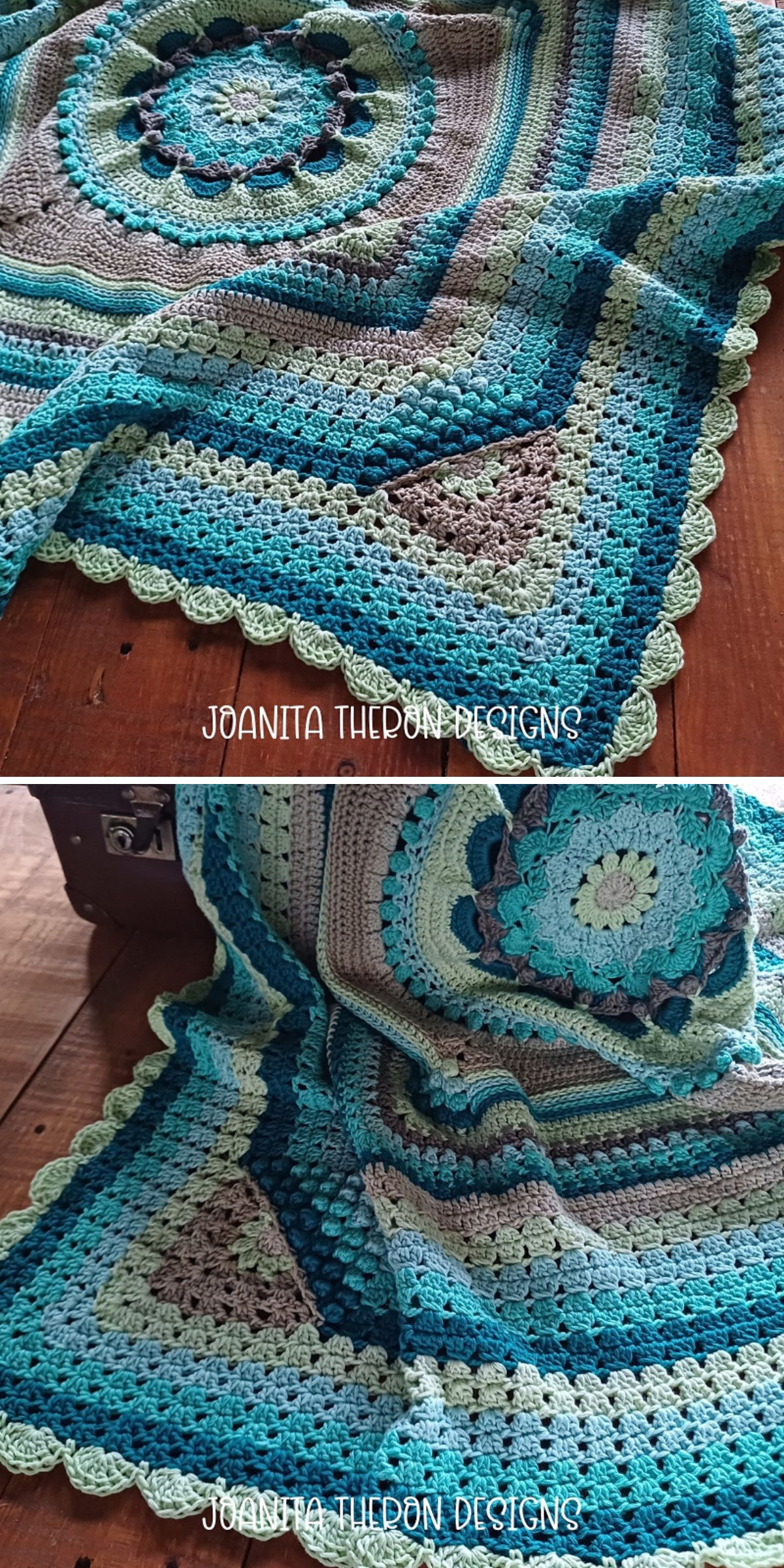 a crochet square baby blanket with an intricately textured design