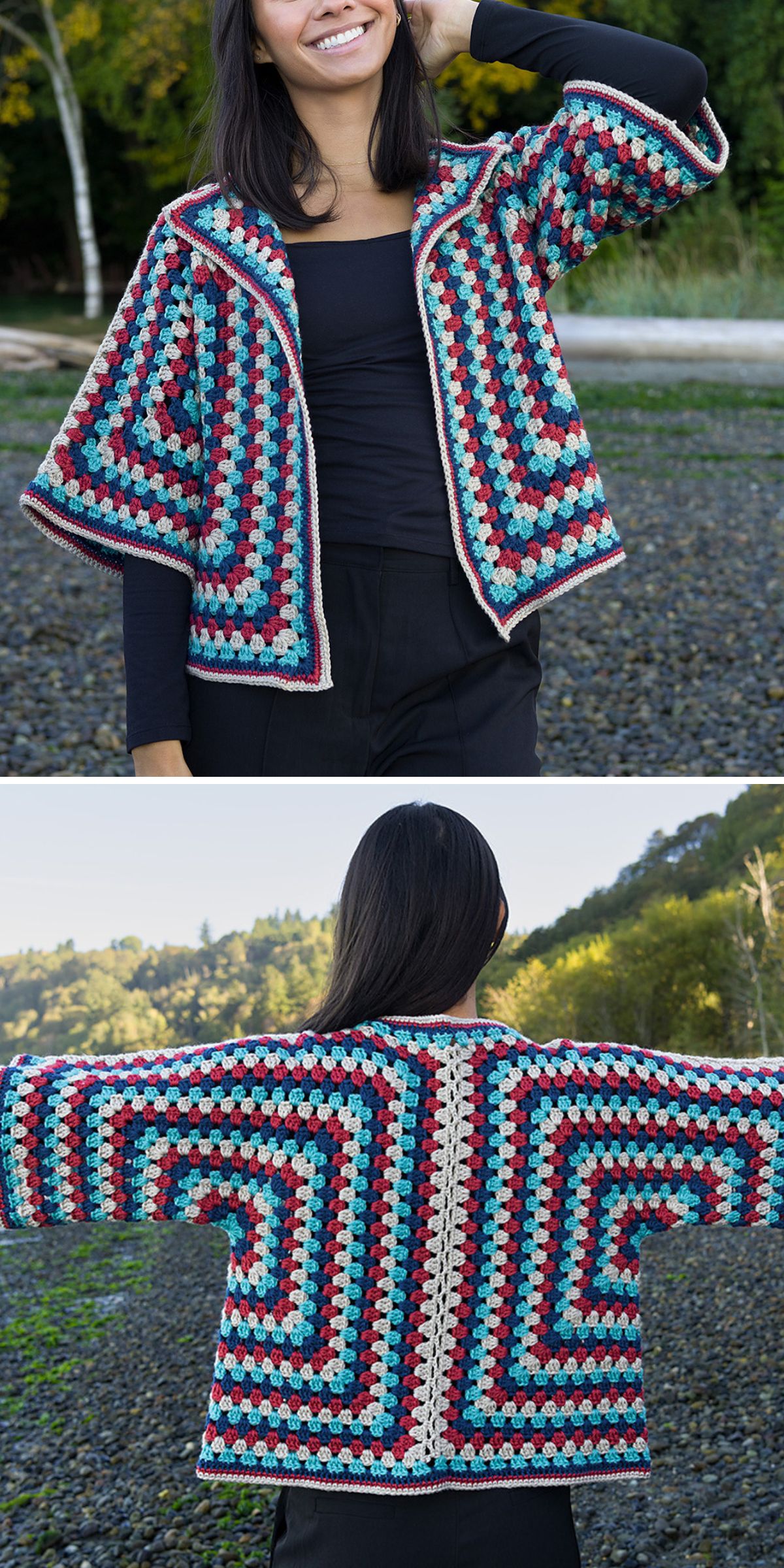 a crochet cardigan made of granny hexagons