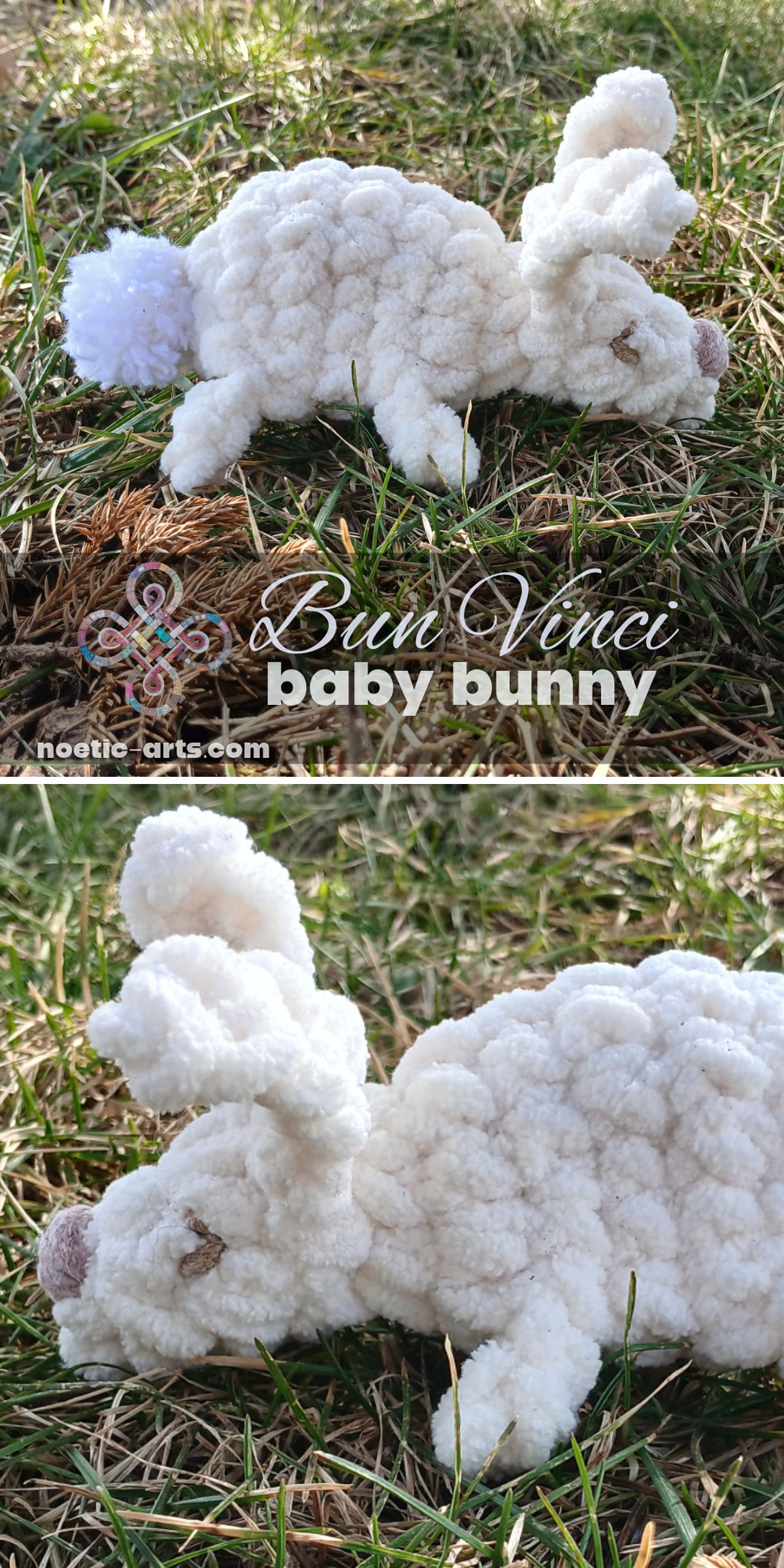 a crochet bunny made with thick yarn