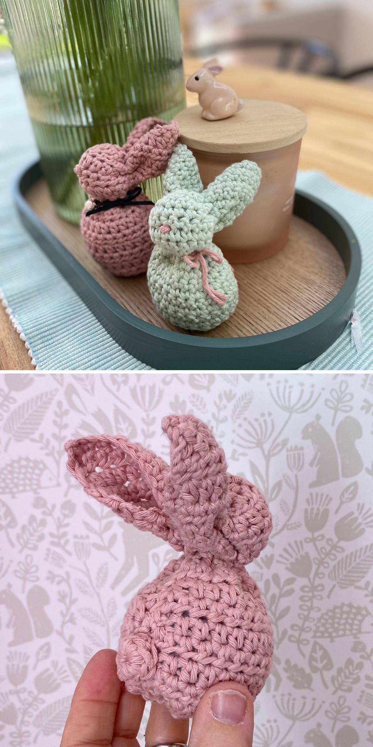 a small crochet bunny figurine