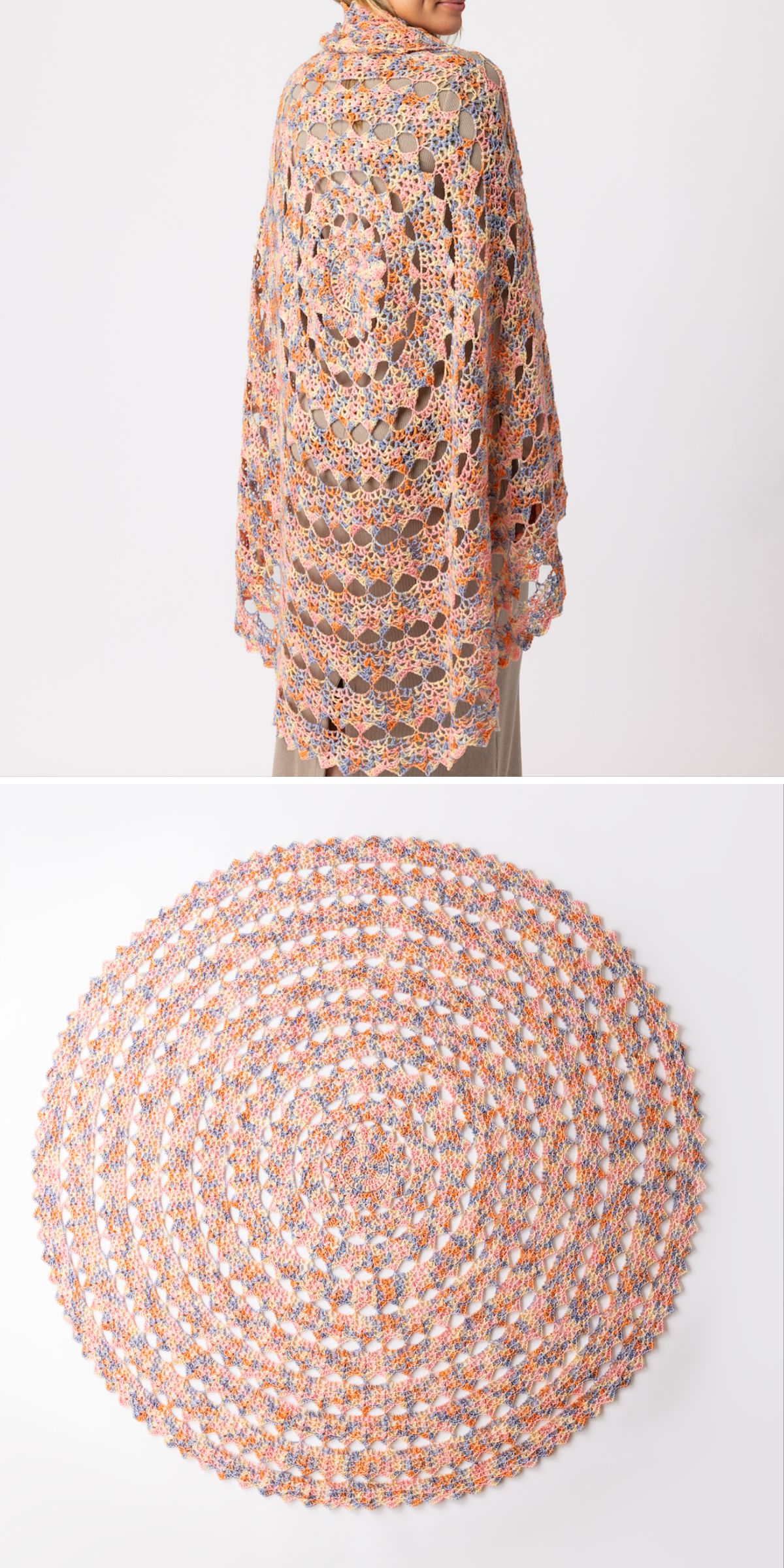 a round lace crochet shawl