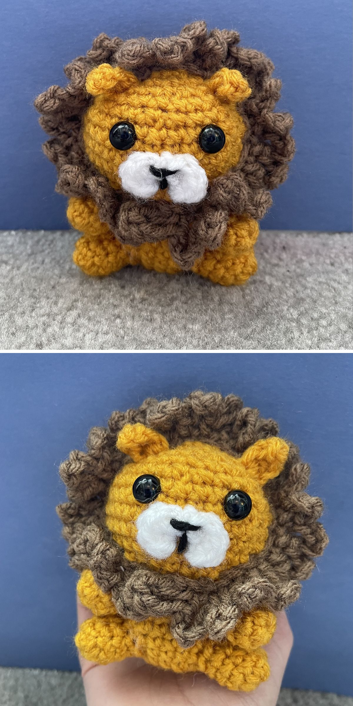 a cute small crochet lion