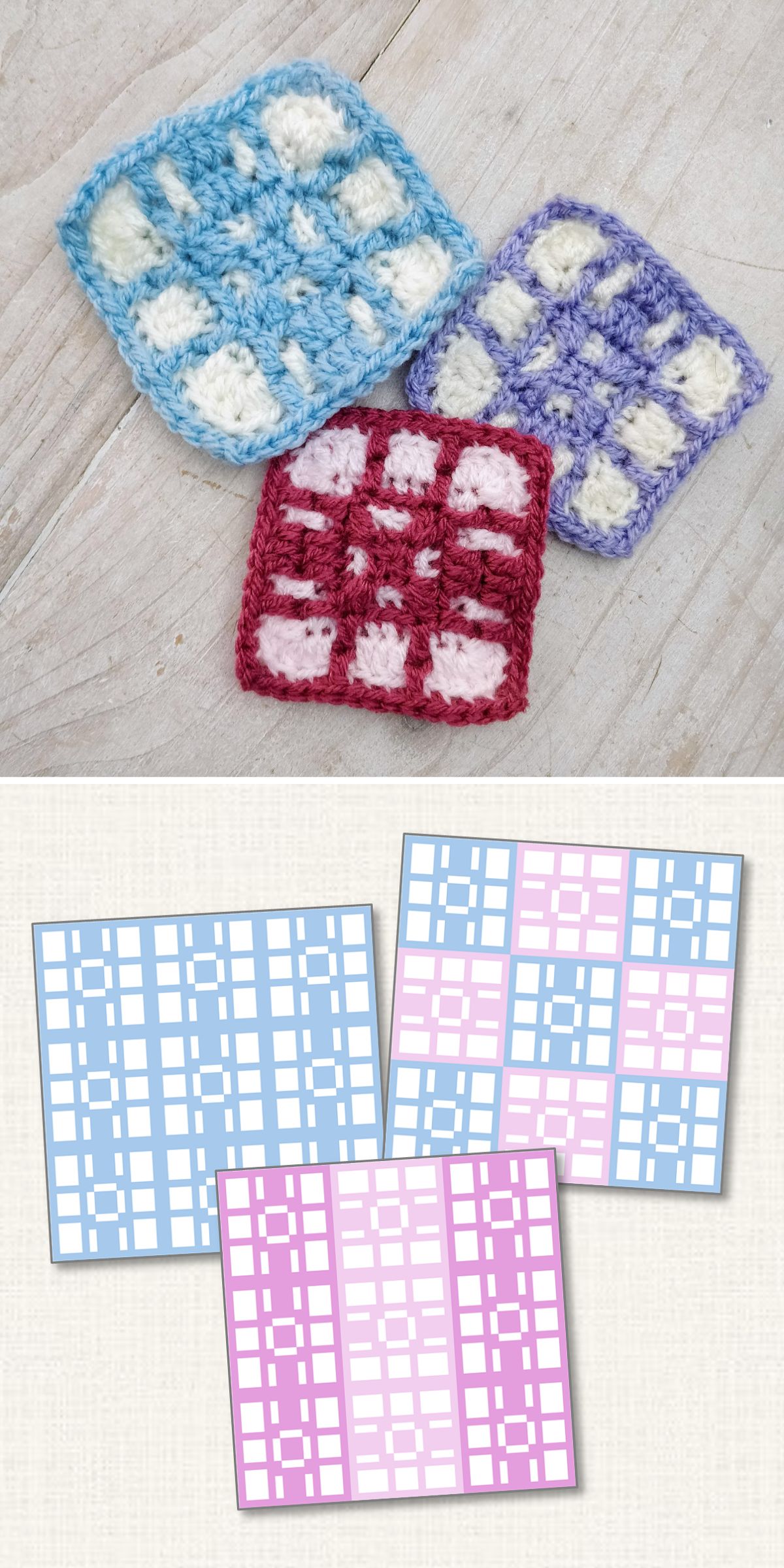 mini crochet mosaic squares