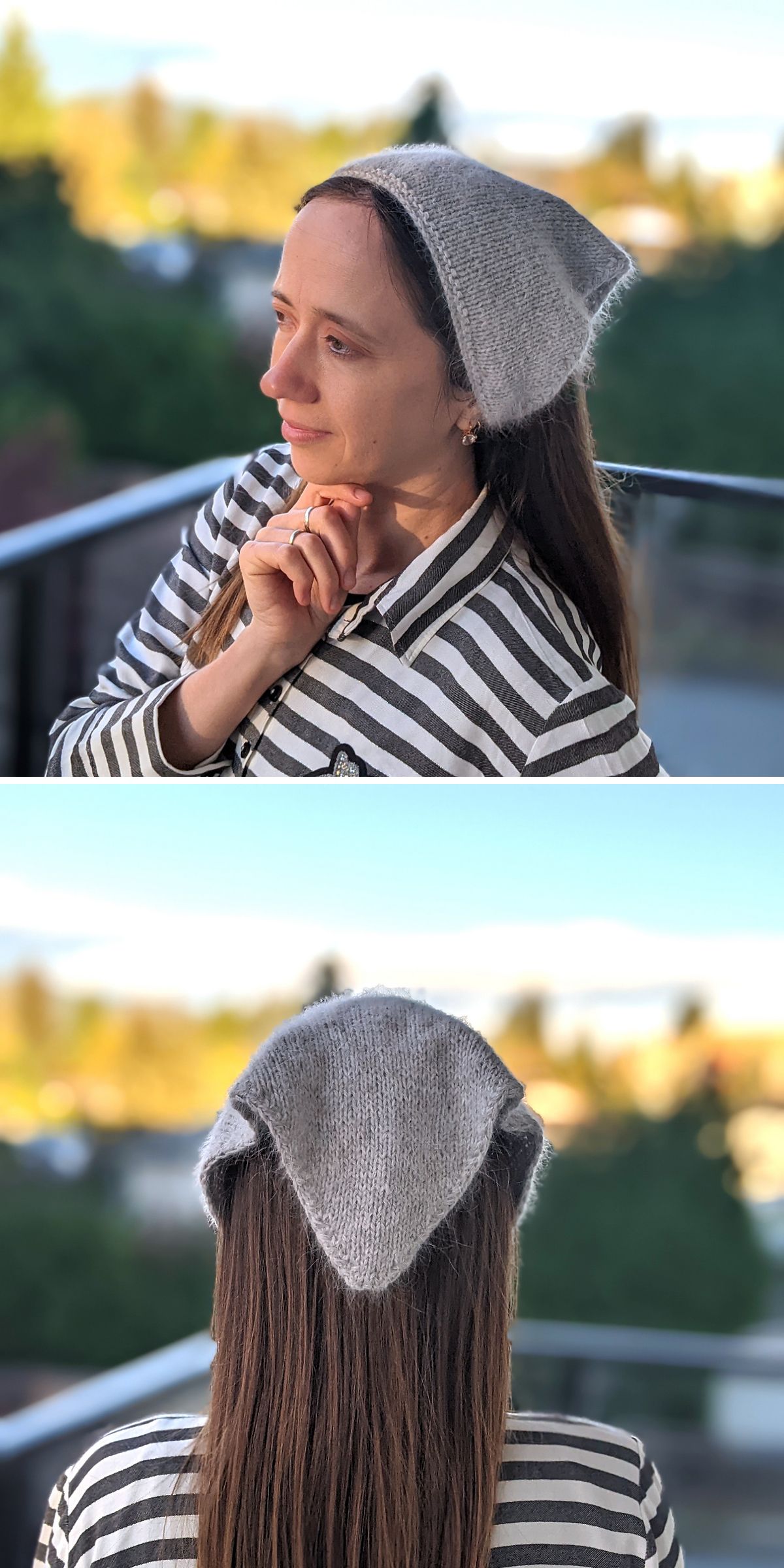 a simple knitted bandana in a grey color