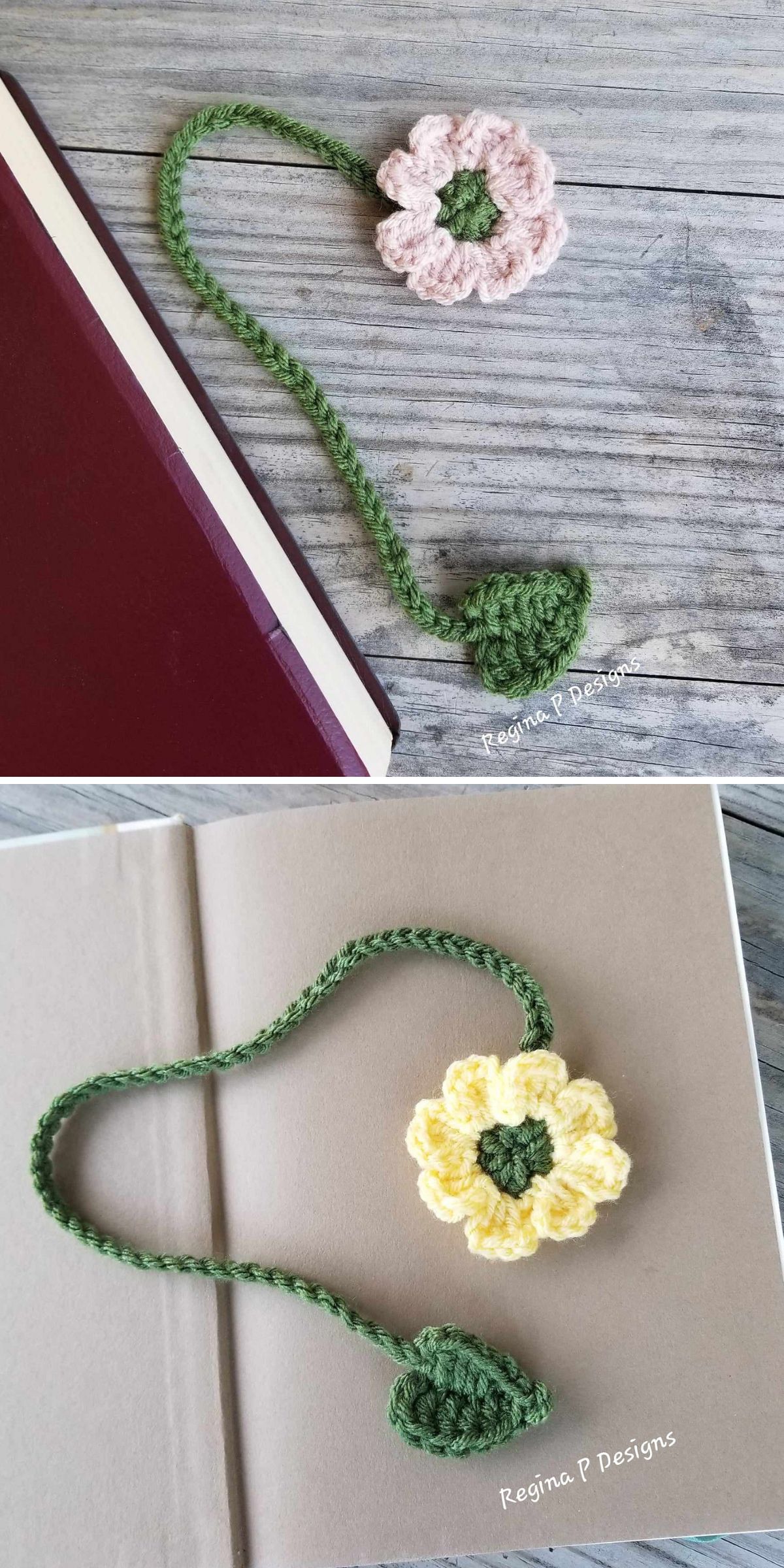 a crochet flower bookmark