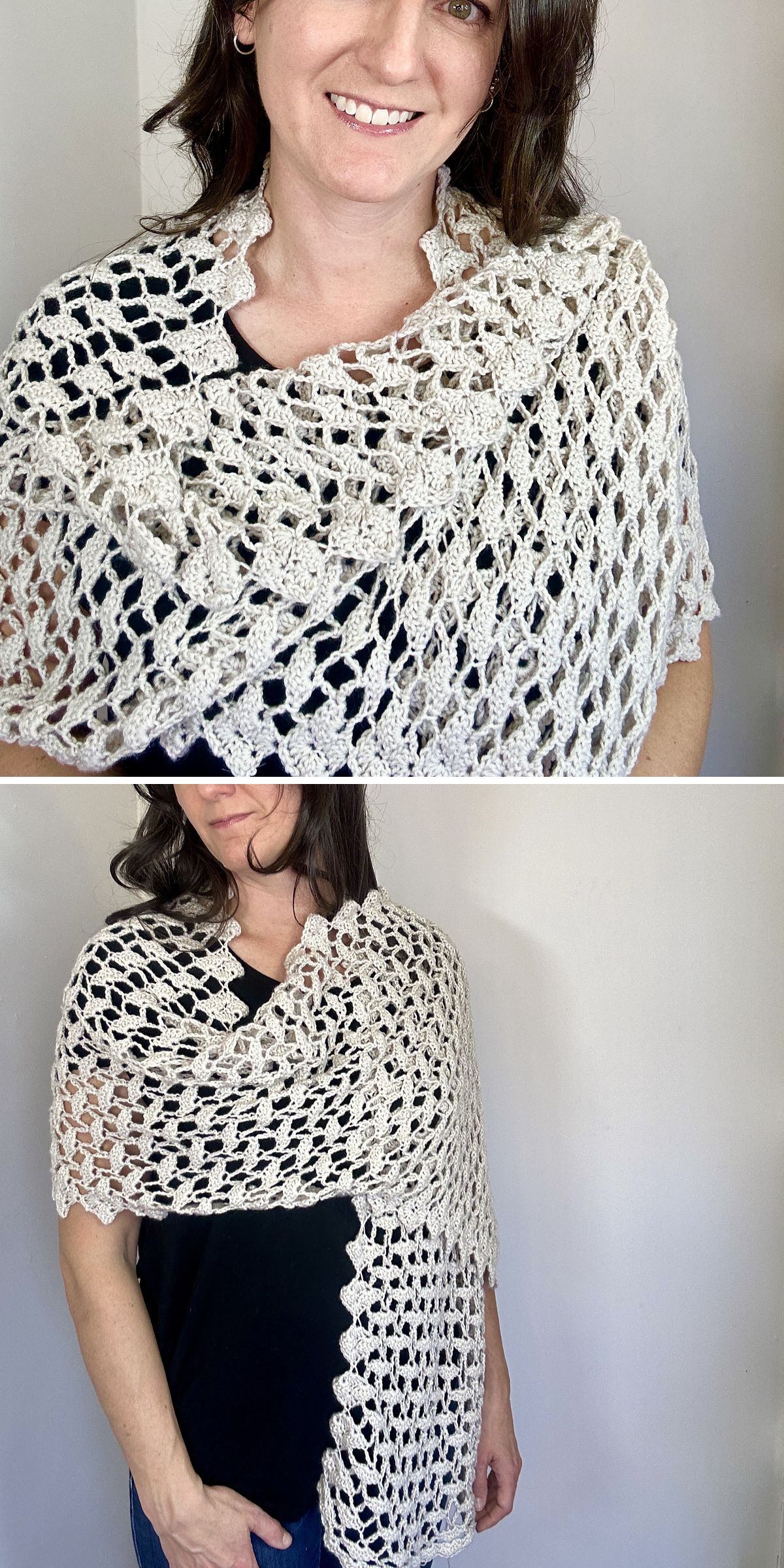 a stunning lace crochet summer shawl in white