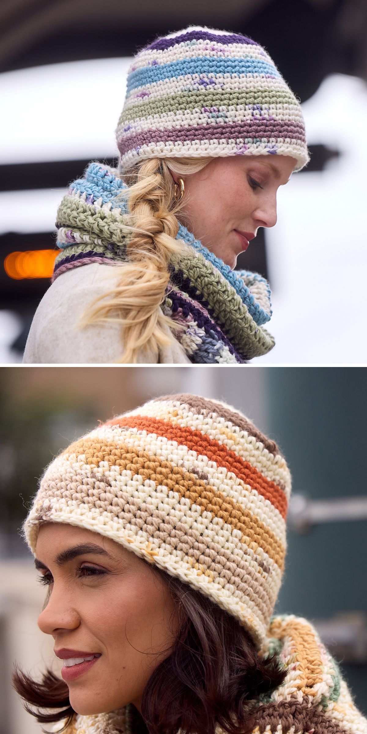 a simple crochet beanie with a striped design