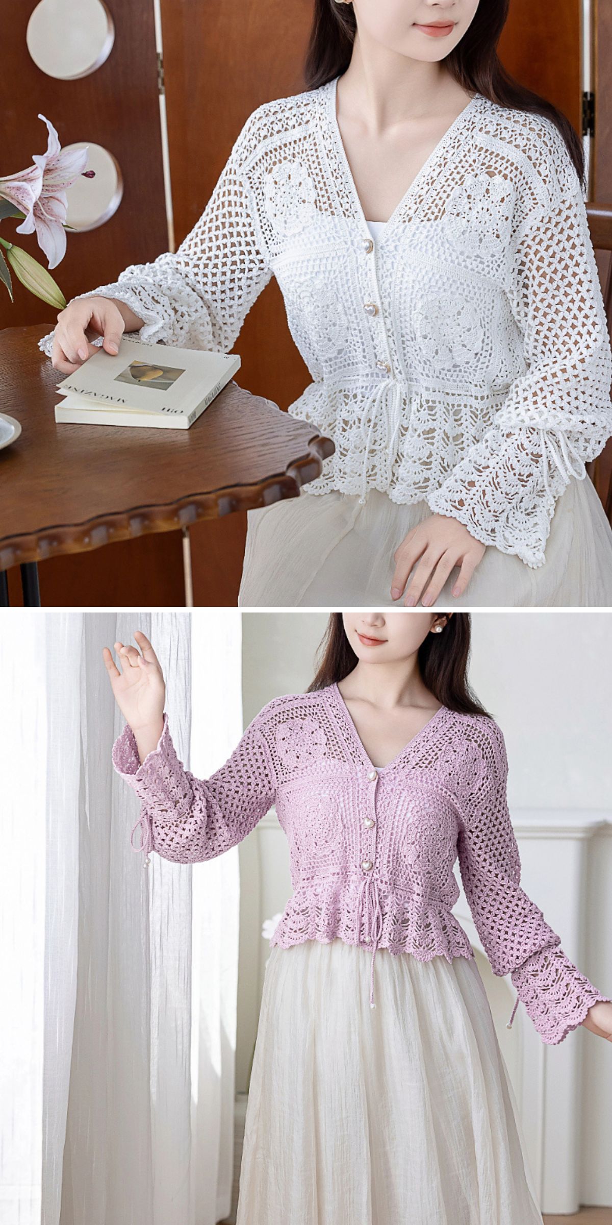 an intricate lace crochet cardigan