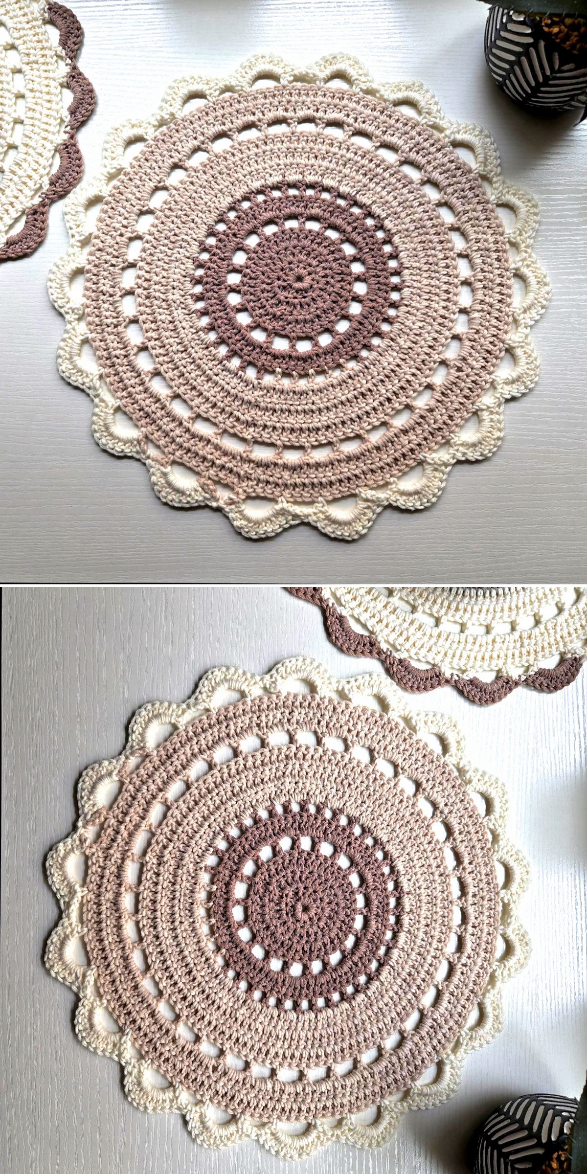 an elegant round-shaped crochet placemat
