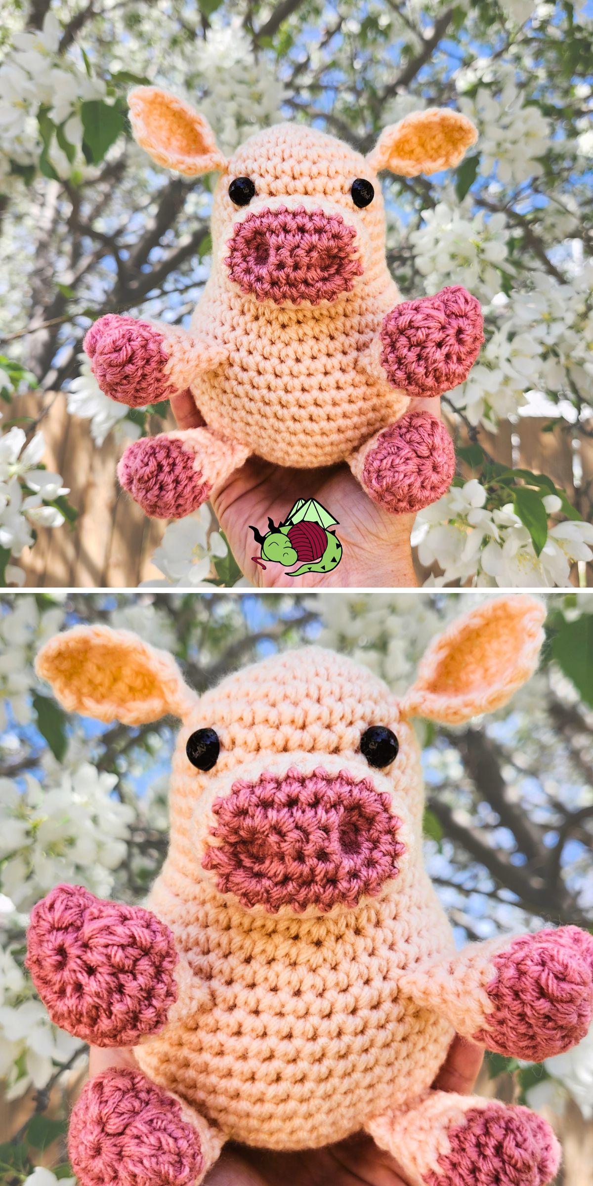 a cute crochet pig toy