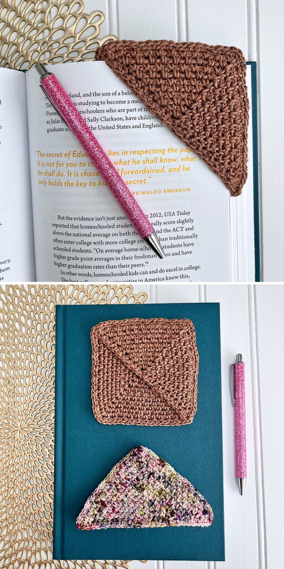 an angular crochet bookmark