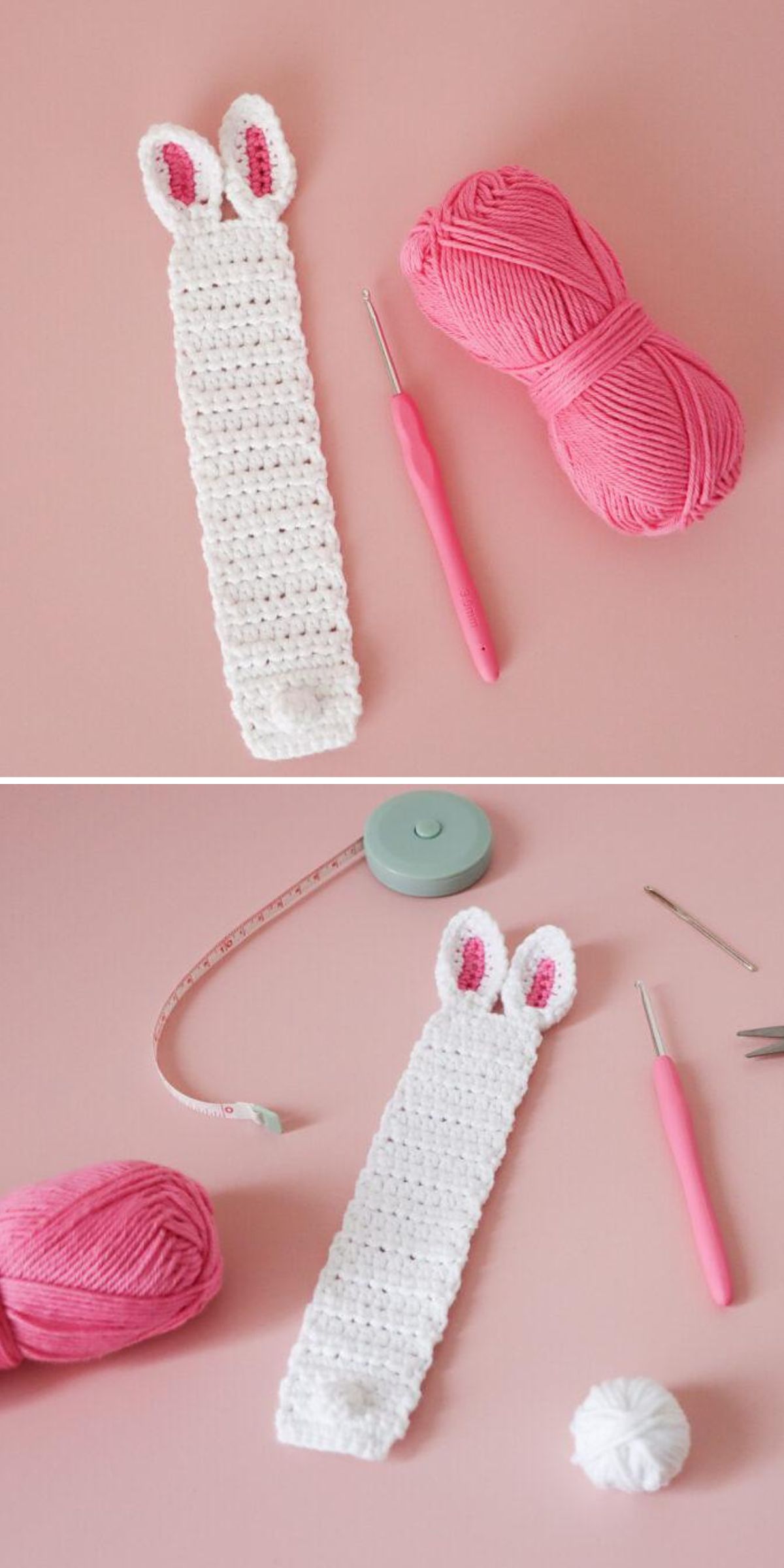 a cute crochet bookmark with bunny ears