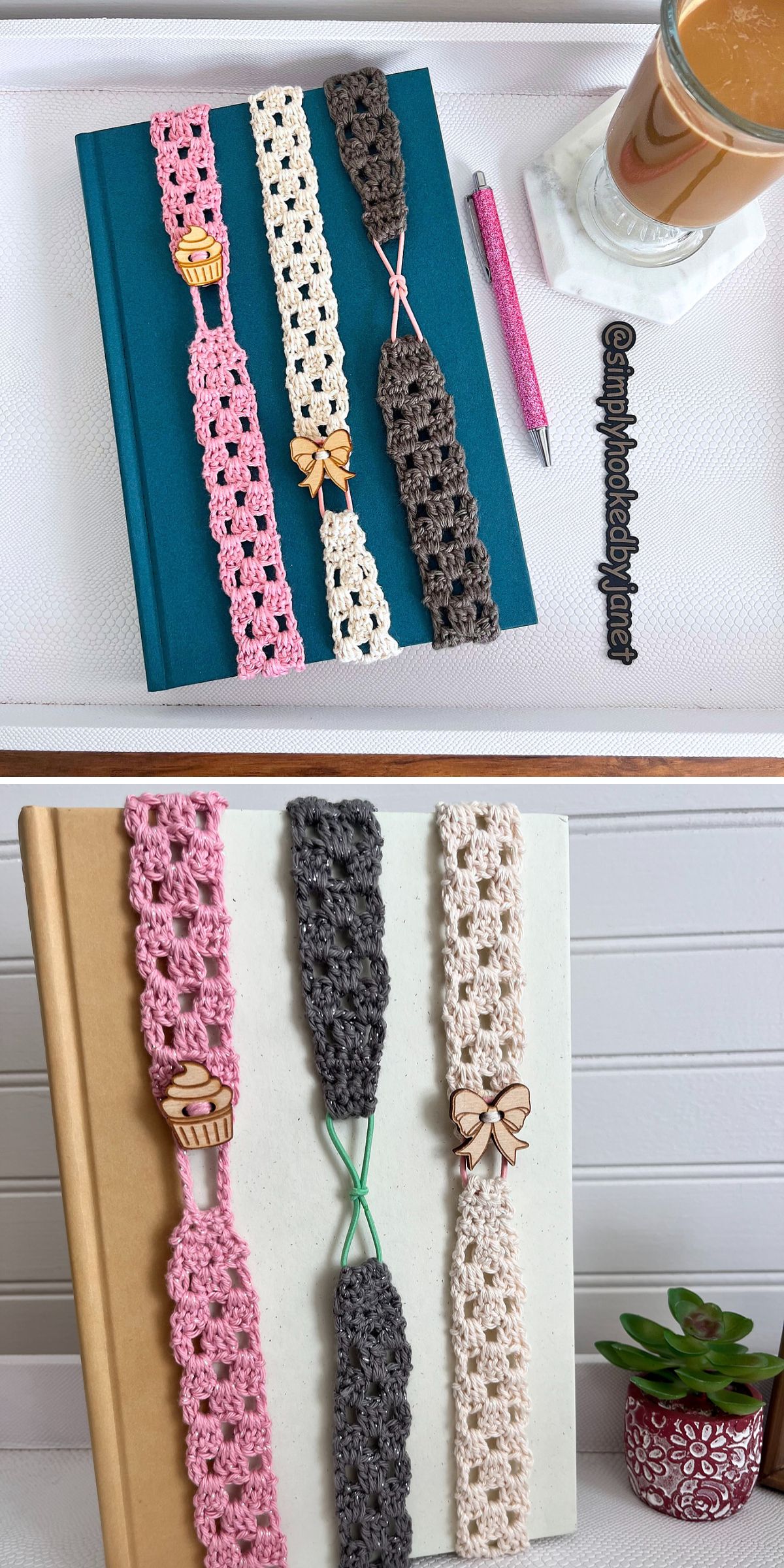 beautiful crochet bookmarks worked with granny stitches