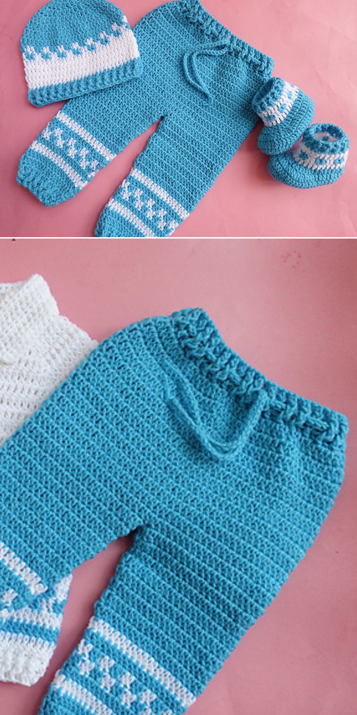 blue crochet baby pants
