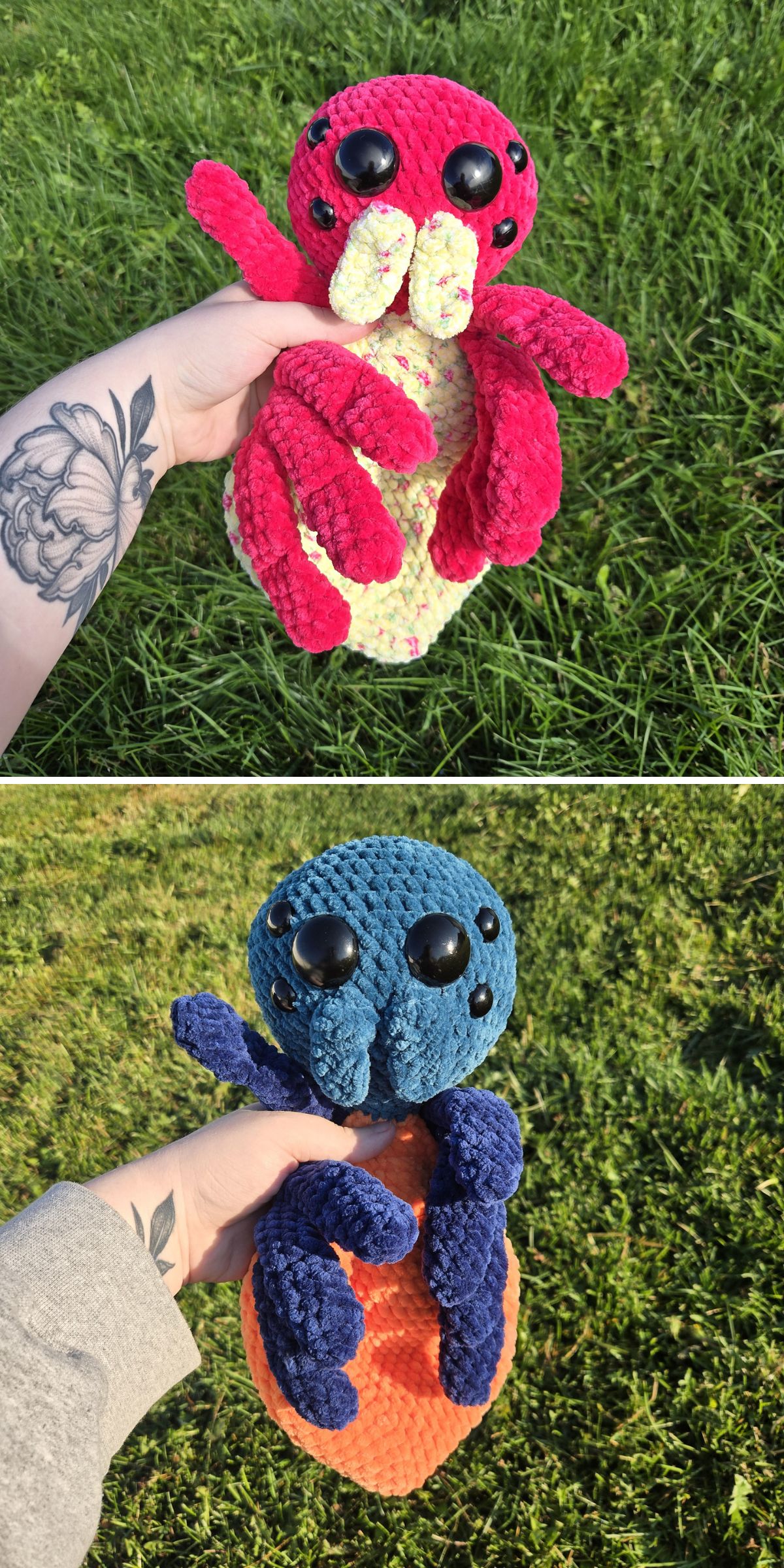 a large squishy crochet spider