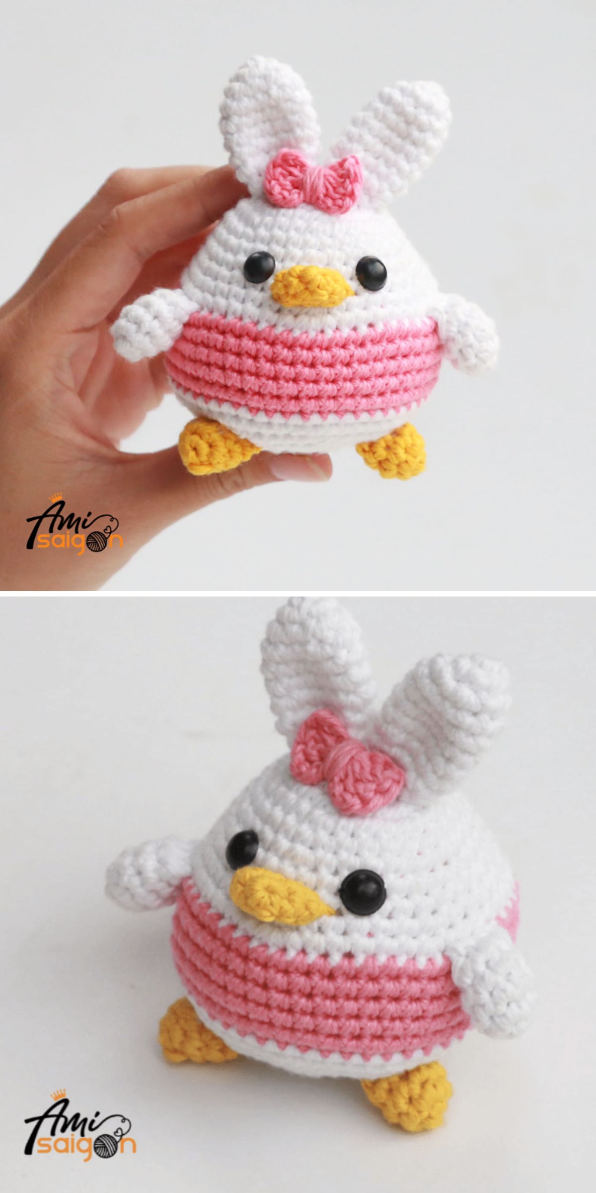 a cute crochet duck amigurumi toy