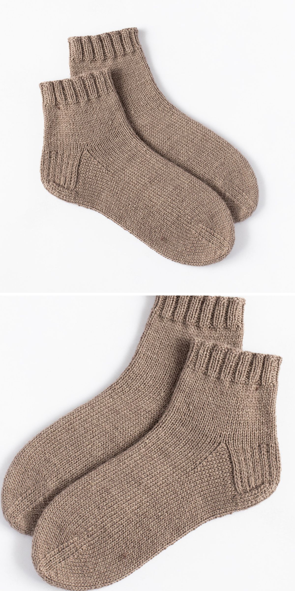 knitted basic socks in beige color