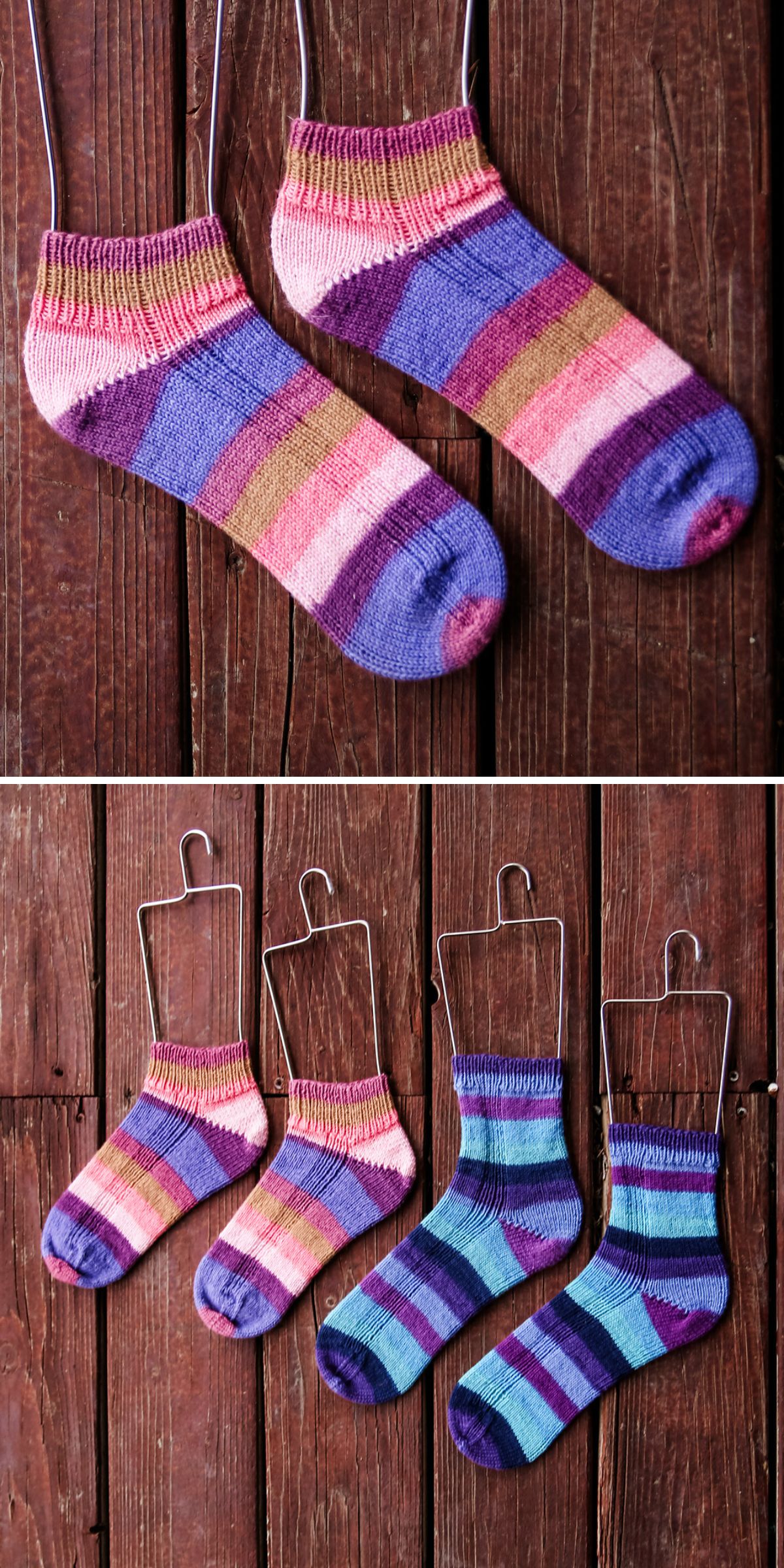 knitted socks in vibrant colors